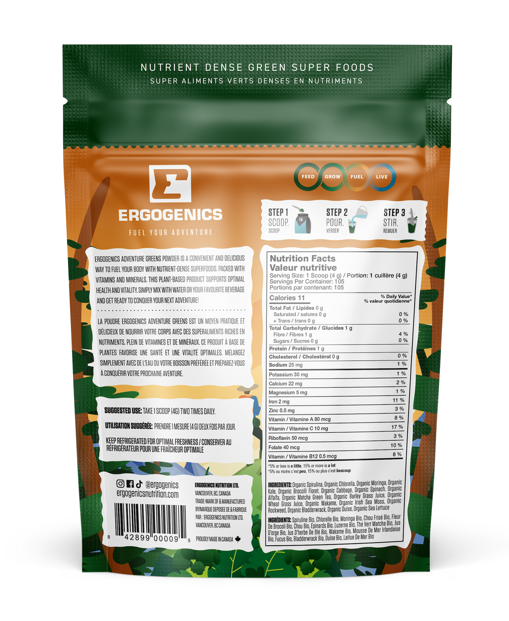 Ergogenics Adventure Greens Powder 420g