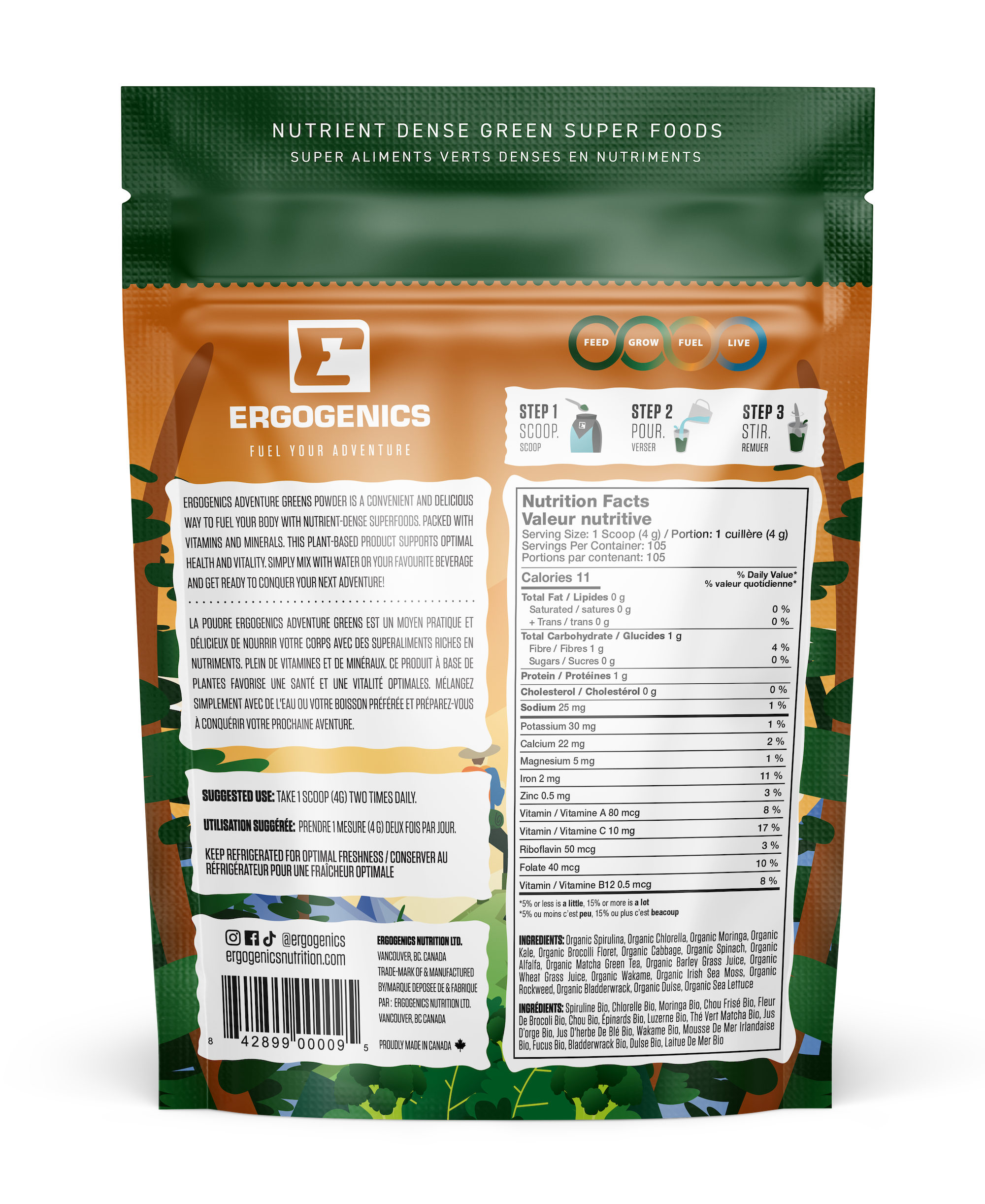 Ergogenics Adventure Greens Powder 420g
