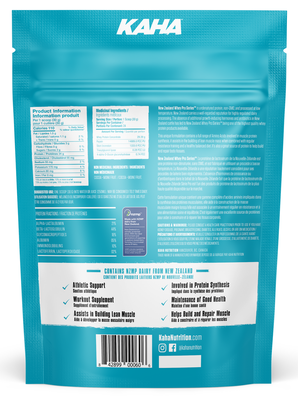 Kaha NZ Whey Concentrate - Chocolate 720g