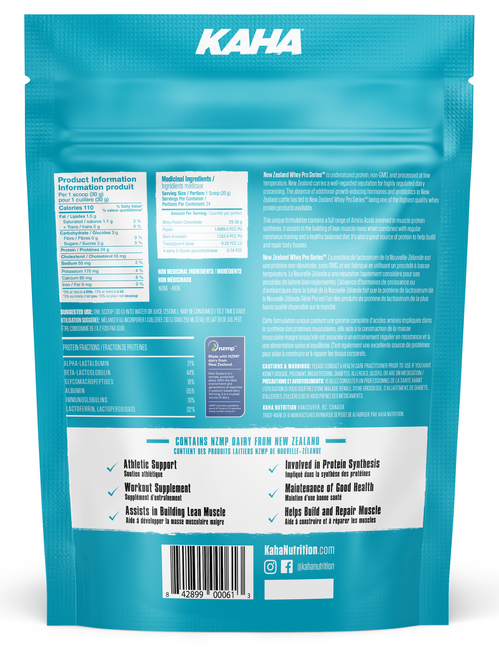 Kaha NZ Whey Concentrate - Natural 720g
