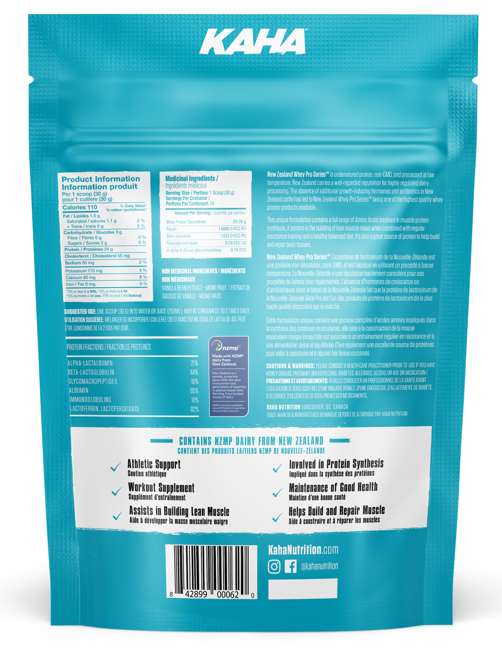 Kaha NZ Whey Concentrate - Vanilla 720g