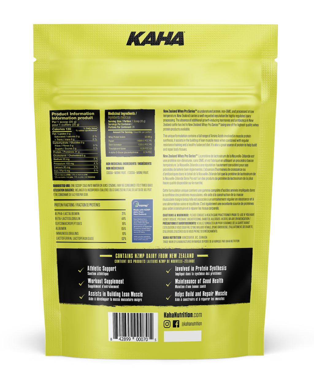 Kaha NZ Whey Isolate - Chocolate 720g