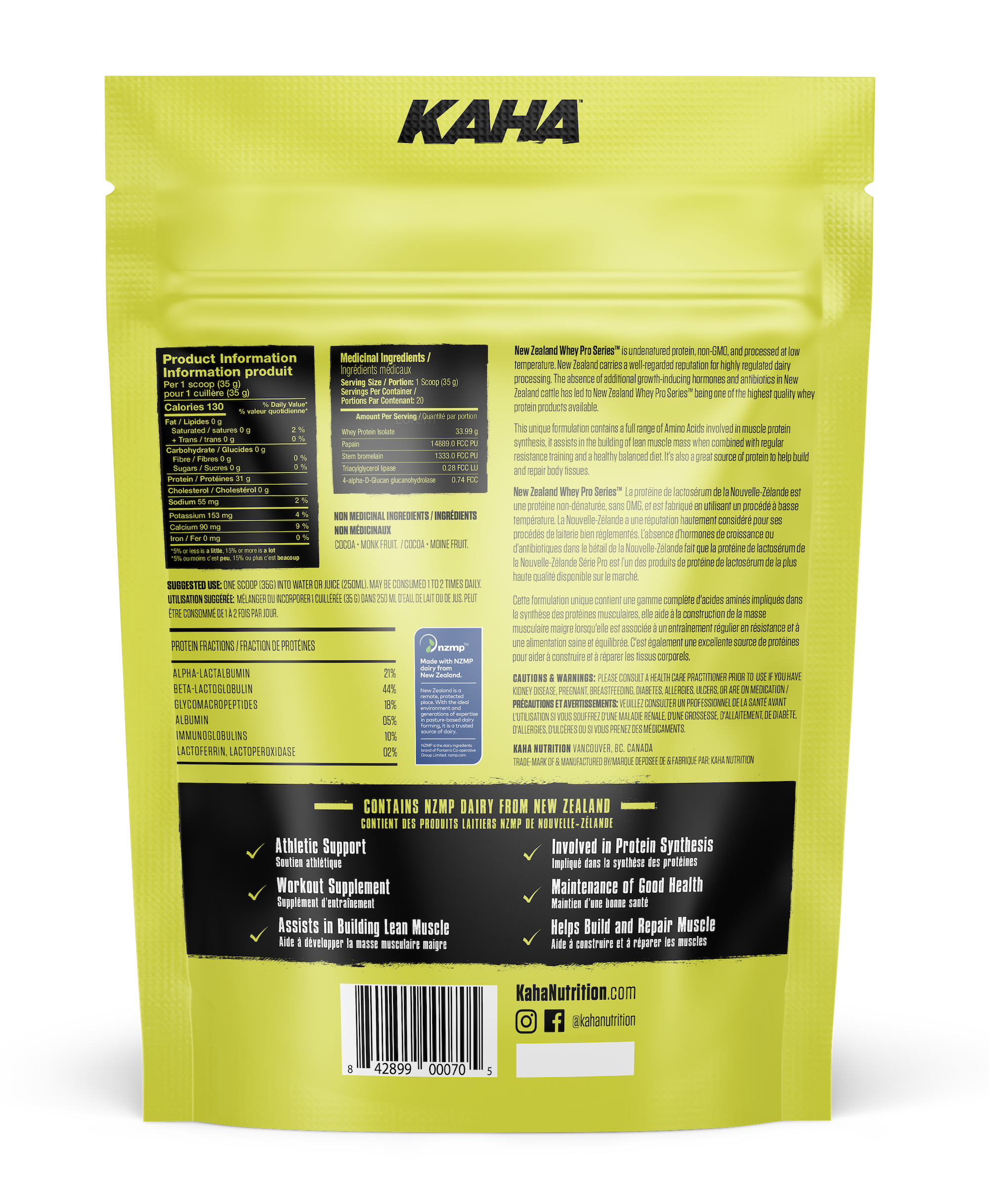 Kaha NZ Whey Isolate - Chocolate 720g