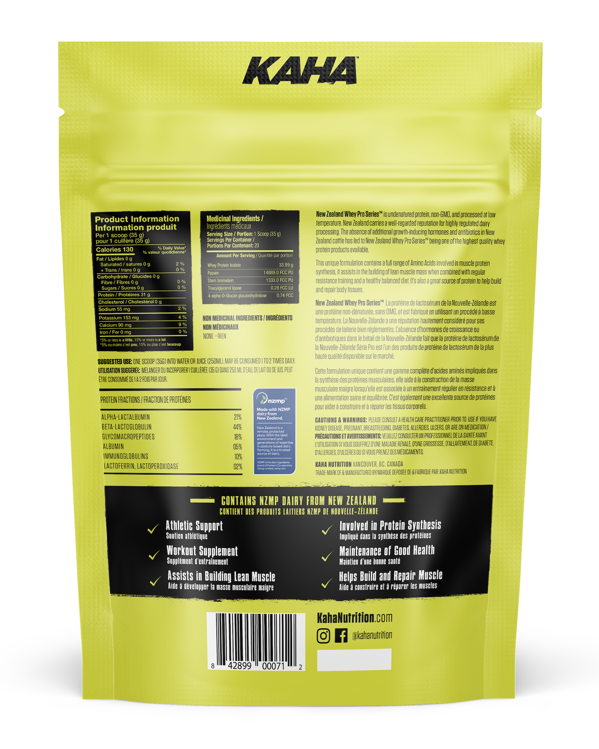 Kaha NZ Whey Isolate - Natural 720g