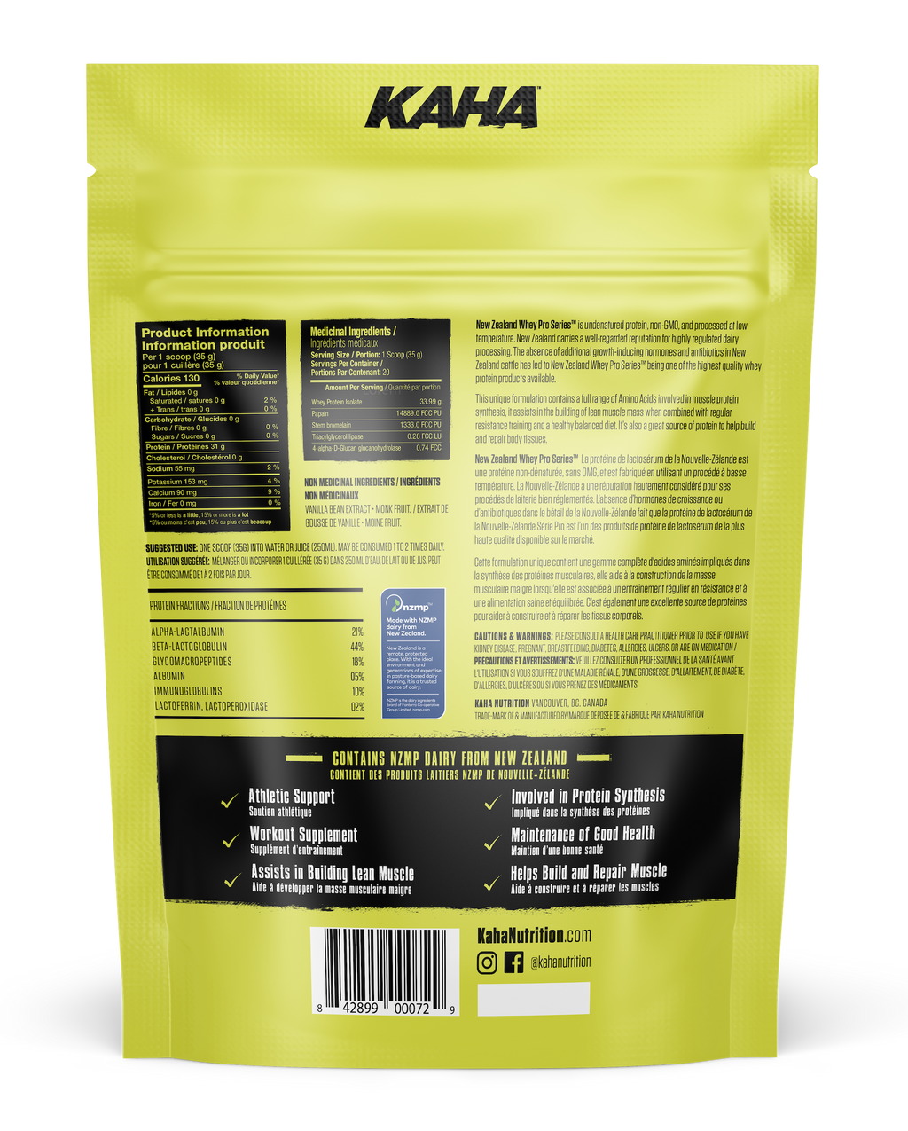 Kaha NZ Whey Isolate - Vanilla 720g