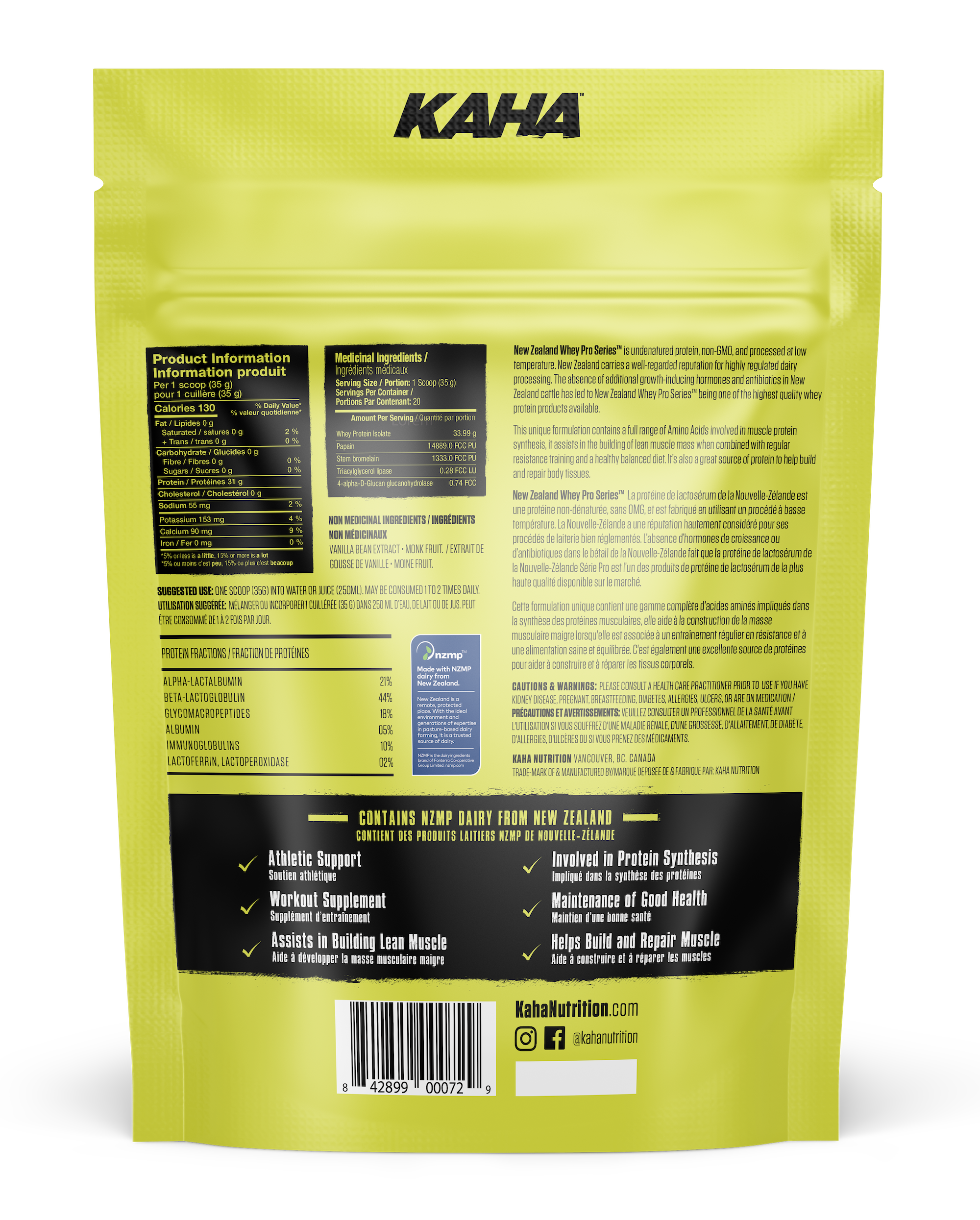 Kaha NZ Whey Isolate - Vanilla 720g