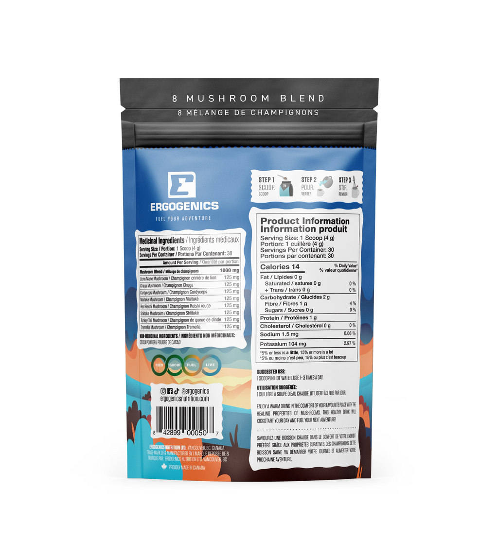 Ergogenics 8 Mushroom Blend - Dark Chocolate 120g