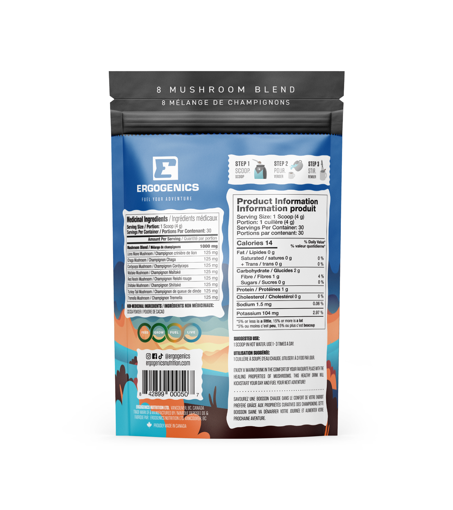 Ergogenics 8 Mushroom Blend - Dark Chocolate 120g