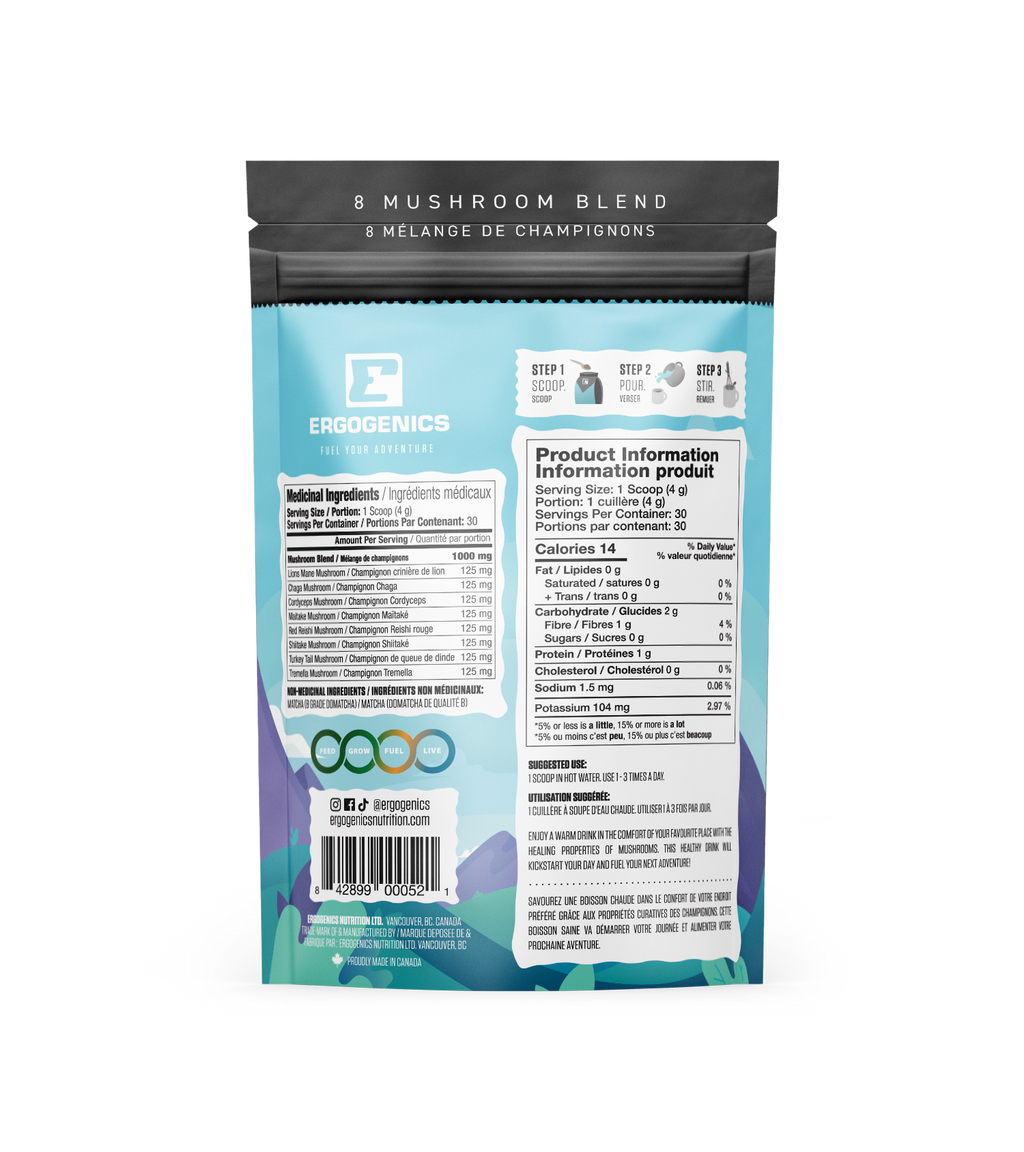 Ergogenics 8 Mushroom Blend - Matcha 120g