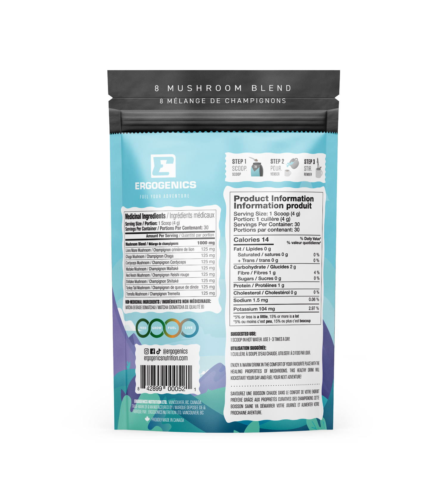 Ergogenics 8 Mushroom Blend - Matcha 120g