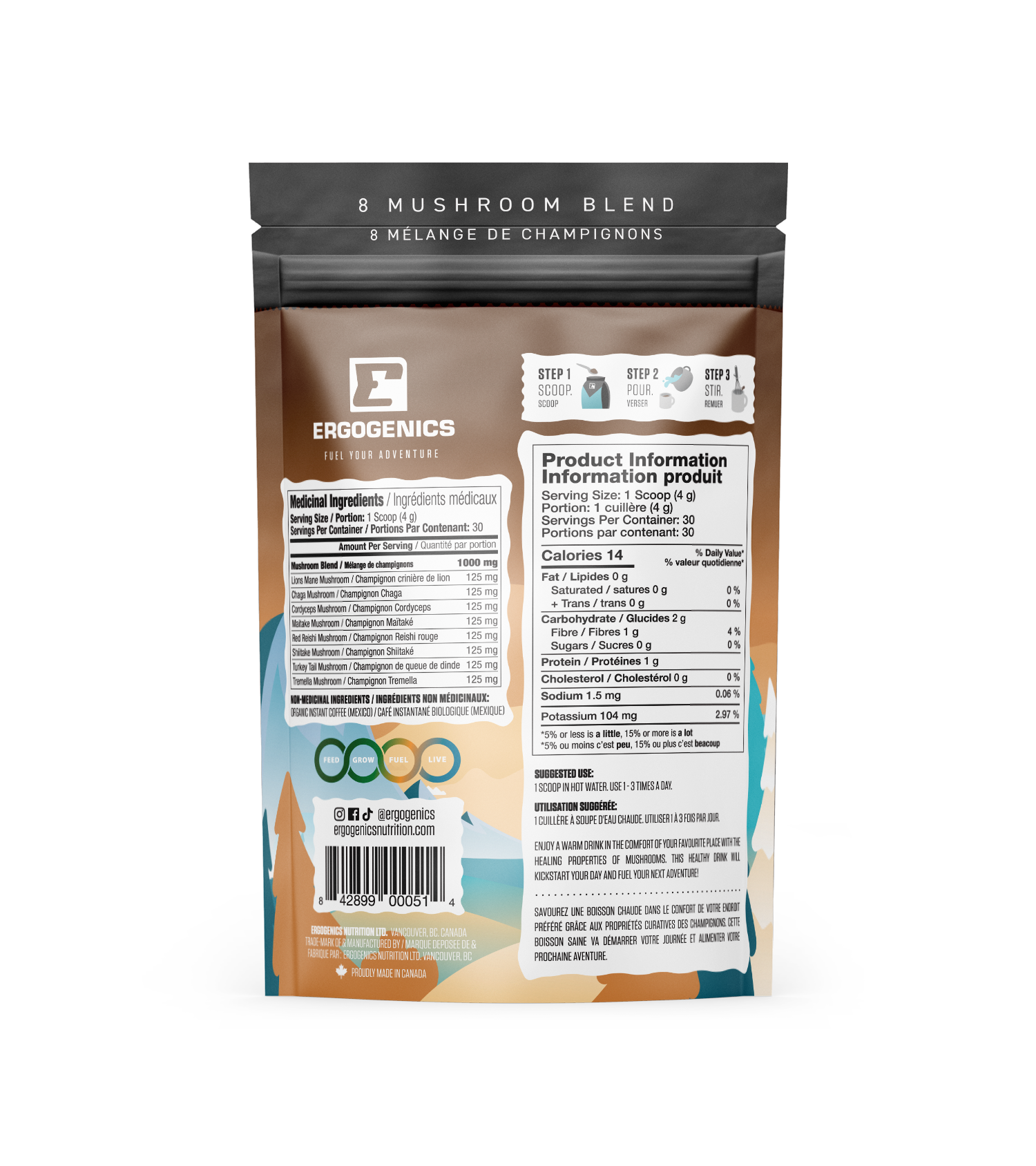 Ergogenics 8 Mushroom Blend - Coffee 120g