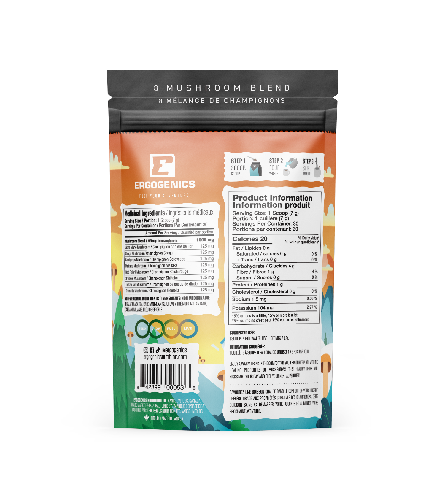 Ergogenics 8 Mushroom Blend - Traditional Chai 210g